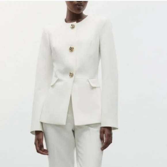 Zara fitted  blazer white Size M - Picture 11 of 16